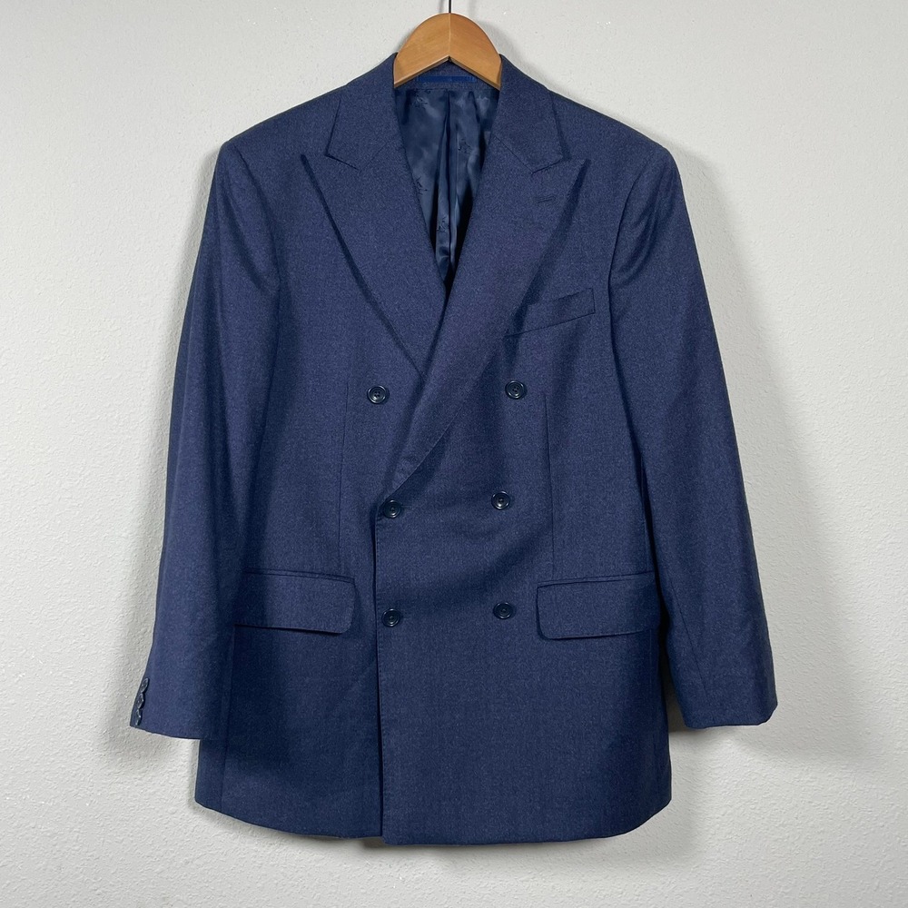 Charles Tyrwhitt Blazer Mens 40R Blue Double Breasted Slim Fit Wool Business‎
